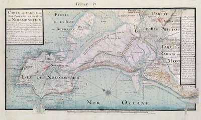 Atlas 131 H.fol 71 Kort over en del af Bas-Poitou og Ile de Noirmoutier, 1703 (pen, blæk og wc på papir) af Claude Masse