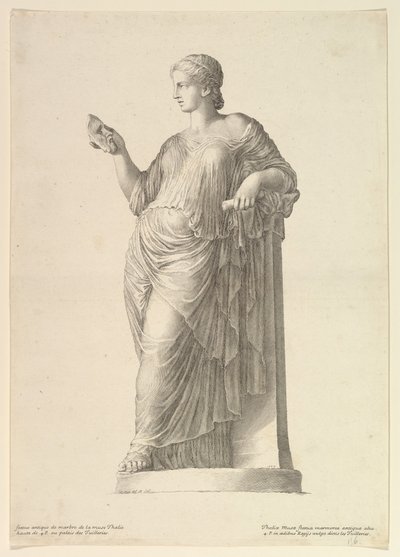 Gammel statue af Muse Thalia, 1669. af Claude Mellan