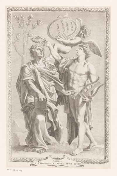 Apollo kroner Publius Vergilius Maro Titelside for: Publius Virgilius Maro, Publius Virgilius Maronis Opera, 1641 af Claude Mellan