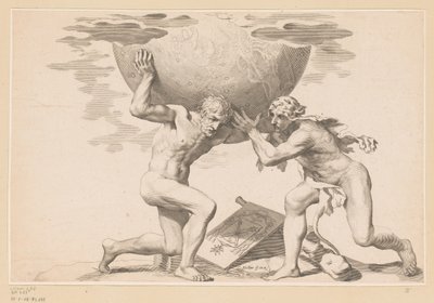 Atlas giver himmelsfæren til Hercules af Claude Mellan
