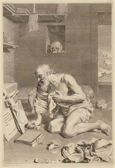 Den bodfærdige Sankt Hieronymus af Claude Mellan