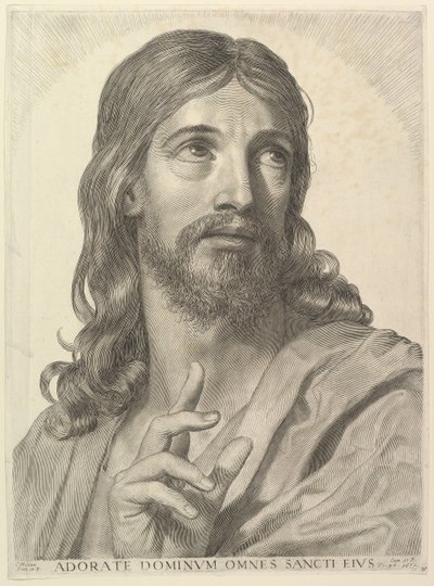 Buste af den voksne Kristus, 1652. af Claude Mellan