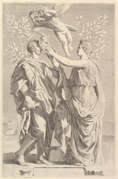 Frontispice: Horace, Quintus Horatius Flaccus, 1642 af Claude Mellan