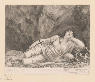 Saint Mary Magdalene beliggende i en hule af Claude Mellan
