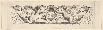 Pandebånd: To spædbørn med armene fra Frankrig og Navarra. af Claude Mellan