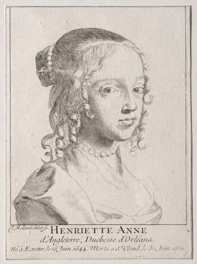 Henriette-Marie dAngleterre, hertuginde dOrleans. af Claude Mellan