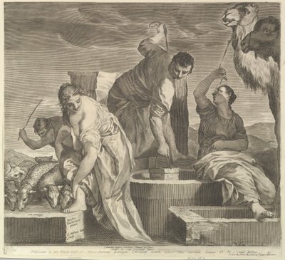 Jacob trækker vand til Rachels dyr Jacob vander Rachels flok. af Claude Mellan