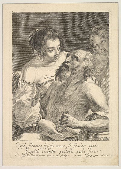 Lot og hans døtre, 1629. af Claude Mellan