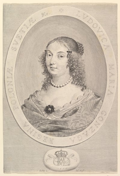 Ludovica Maria Gonzaga, dronning af Polen, 1645. af Claude Mellan