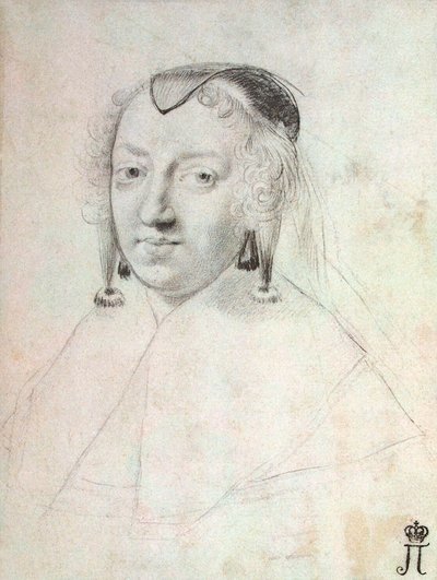 Portræt af Anne af Østrig 1601-1666, før 1643. af Claude Mellan