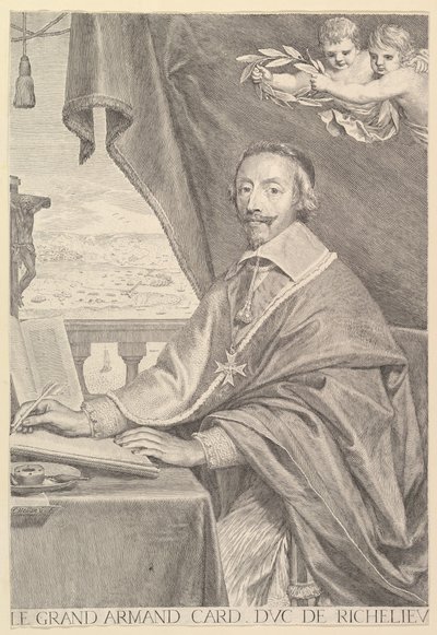 Portræt af kardinal Richelieu, 1651. af Claude Mellan