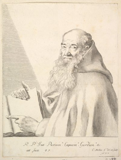 Portræt af far Yves, 1677. af Claude Mellan