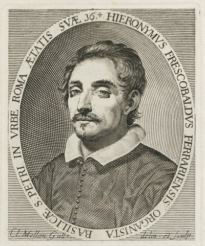 Portræt af komponisten Girolamo Frescobaldi 1583-1643, 1634 af Claude Mellan