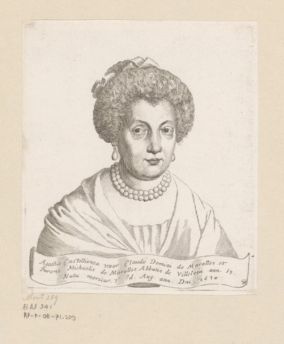 Portræt af Agathe de Chatillon af Claude Mellan