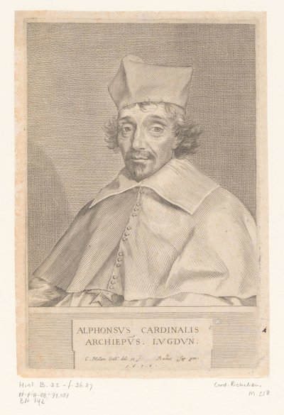 Portræt af Alphonse Louis du Plessis de Richelieu, ærkebiskop af Lyon af Claude Mellan