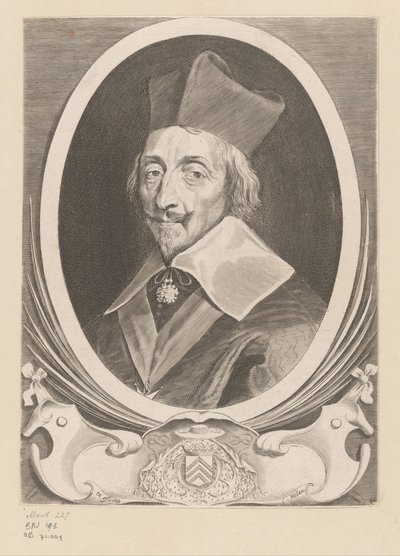 Portræt af Armand-Jean du Plessis, kardinal de Richelieu af Claude Mellan