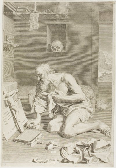 Sankt Hieronymus beder af Claude Mellan