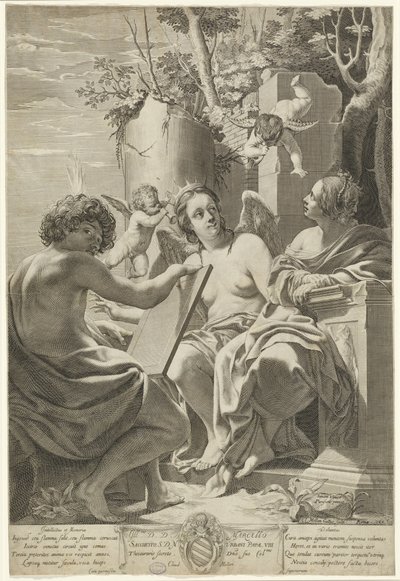 Allegori om intellekt, hukommelse og vilje af Claude Mellan after Simon Vouet