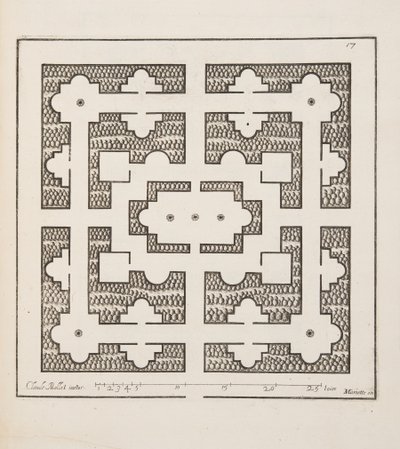 Design for Parterre, fra Theatre des Plans et Jardinages, pub.1652 (gravering) af Claude Mollet