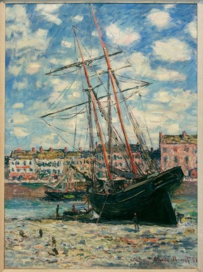 Boat échoué à Fecamp (Skib lagt på køl i Fecamp) af Claude Monet