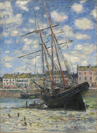 Båd ved lavvande af Claude Monet