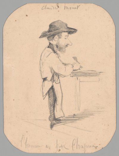 Karikatur af en mand i den lille hat af Claude Monet