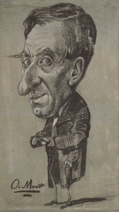 Karikatur af en mand med en snustobaksdåse af Claude Monet