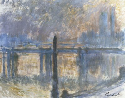 Cleopatras nål og Charing Cross Bridge; L"Aiguille de Cleopatre et Charing Cross Bridge, 1899-1901 af Claude Monet