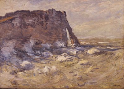 Cliff and Porte dAval af Stormy Weather, 1883. af Claude Monet