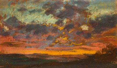 Solnedgang, ca. 1868 (pastel på papir) af Claude Monet