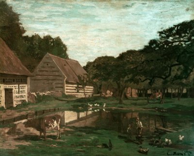 Gårdsplads i Normandiet af Claude Monet
