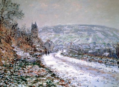 Indgang til landsbyen Vetheuil om vinteren, 1880 af Claude Monet