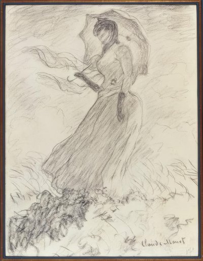 Kvinde med parasol af Claude Monet