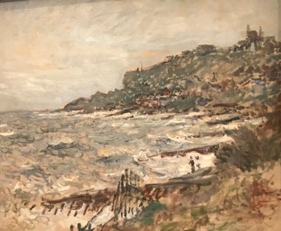 Fransk: Falaise de Sainte-Adresse, gråvejr af Claude Monet