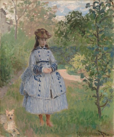 Pige med hund af Claude Monet