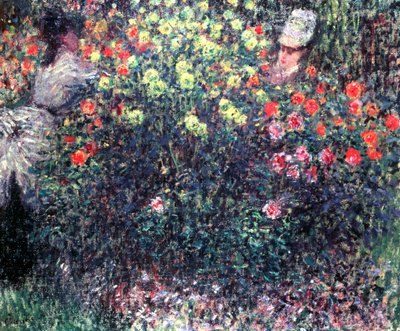 Piger i en solid masse af dahliaer, 1875 af Claude Monet
