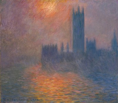 parlamentets huse. Solnedgang, 1900-1901. af Claude Monet