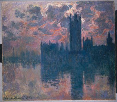 Parlamentshuse, solnedgang, 1902 af Claude Monet