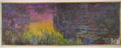Åkandedammen uden piletræer, solnedgang af Claude Monet