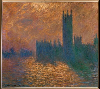 Parlamentet i London, stormfuld himmel (olie på lærred) af Claude Monet
