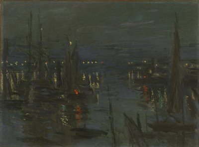 Le Havre havn, nateffekt Le Havre havn om natten, 1873. af Claude Monet