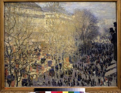 ""Le boulevard des Capucines"" Skare af forbipasserende og trafik i operakvarteret i Paris. Maleri af Claude Monet (1840-1926). Olie på lærred. impressionisme. 1873. Størrelse 61x80 cm Pushkin Museum, Moskva af Claude Monet