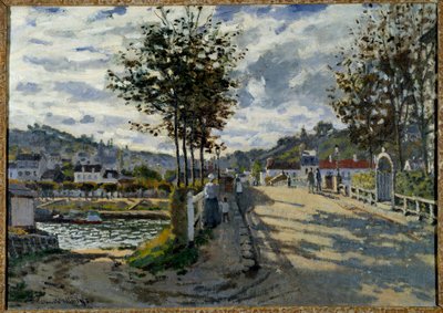 Le pont de Bougival Maleri af Claude Monet (1840-1926) 1869 Søn. 0,63x0,91 m Manchester. Currier Gallery Of Art af Claude Monet