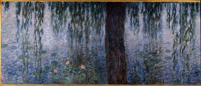 Les Nympheas; om morgenen klar med piletræer (venstre del af triptykonolie på træ 200 x 425 cm), sd. 1914-1926. af Claude Monet (1840-1926). Musee de l