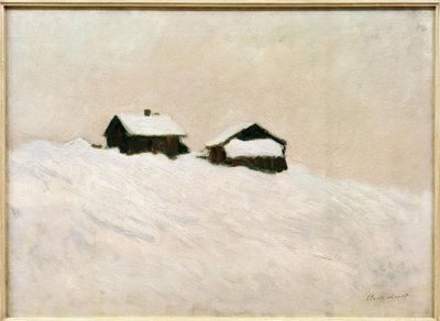 Huse i sneen, Norge af Claude Monet