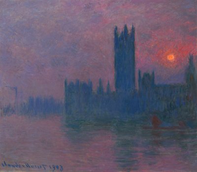 Parlamentet, solnedgang, ca. 1900-03 (olie på lærred) af Claude Monet