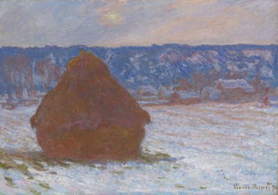 Stak af hvedesneeffekt, overskyet dag, 189091. af Claude Monet