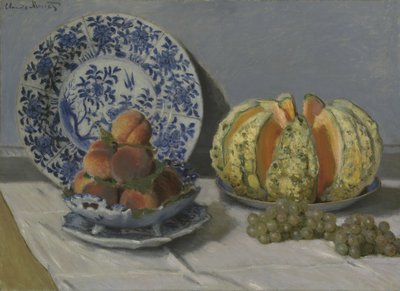 Stilleben med melon af Claude Monet