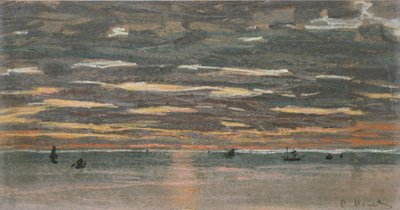 Solnedgang til søs, 1865-1870 af Claude Monet