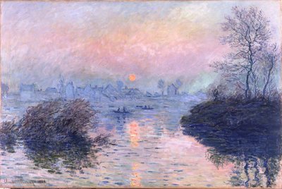 Solnedgang på Seinen ved Lavacourt, Winter Effect af Claude Monet